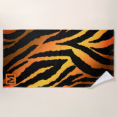 Luxus Sommerzeit Mit Monogramm Tiger Gold Strandtuch (Vorderseite)
