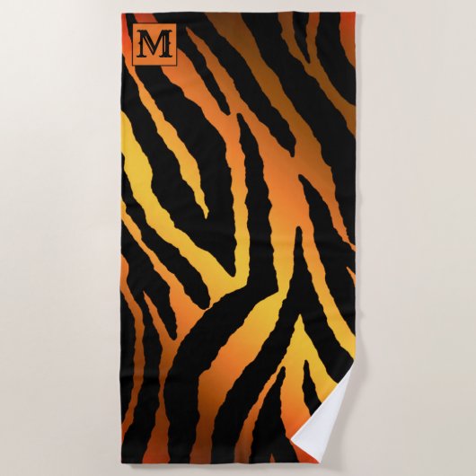 Luxus Sommerzeit Mit Monogramm Tiger Gold Strandtuch (Vorderseite)