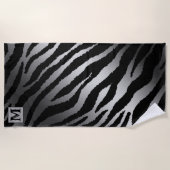 Luxus Sommerzeit Mit Monogramm Tiger Silver Strandtuch (Vorderseite)