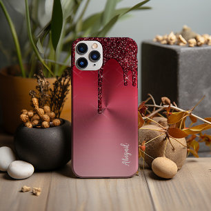 Luxus-Sparkel-Rot-Triefender-Glitter-Personalisier iPhone 13 Pro Max Hülle