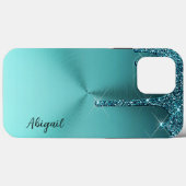 Luxus Sparkle Aquamarin Dripping Glitzer Personali Case-Mate iPhone Hülle (Rückseite (Horizontal))