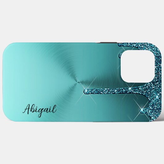 Luxus Sparkle Aquamarin Dripping Glitzer Personali Case-Mate iPhone Hülle (Rückseite (Horizontal))