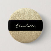 Luxus Sparkle Gold Glitzer Name Button (Vorderseite)
