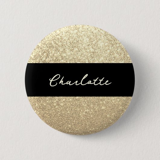 Luxus Sparkle Gold Glitzer Name Button (Vorderseite)