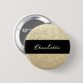 Luxus Sparkle Gold Glitzer Name Button (Vorne & Hinten)