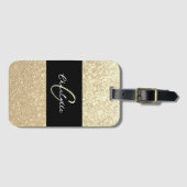 Luxus Sparkle Gold Glitzer Name Gepäckanhänger (Vorderseite (Horizontal))
