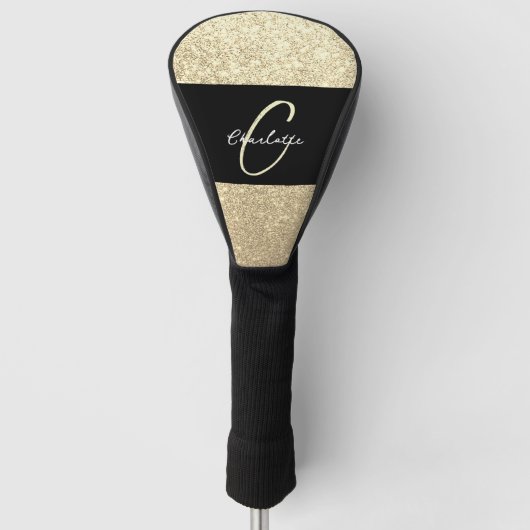 Luxus Sparkle Gold Glitzer Name Golf Headcover (Vorderseite)