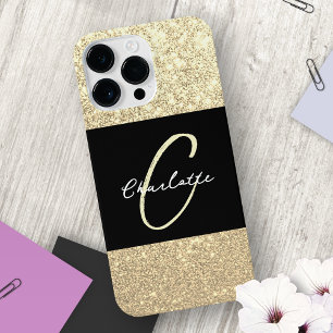 Luxus Sparkle Gold Glitzer Name iPhone 14 Pro Max Hülle