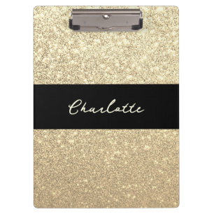 Luxus Sparkle Gold Glitzer Name Klemmbrett