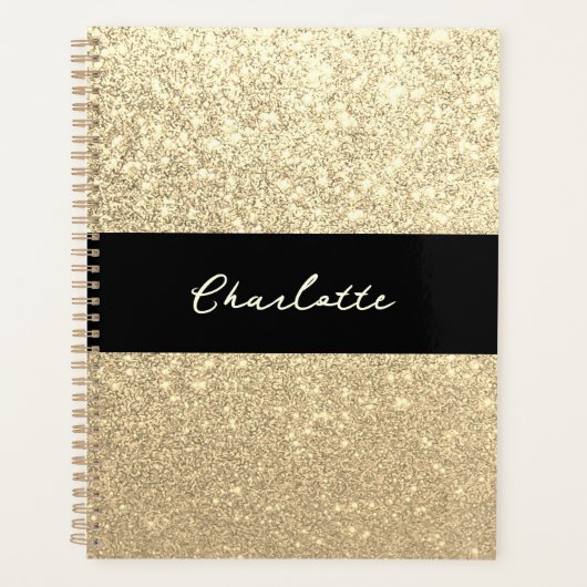 Luxus Sparkle Gold Glitzer Name Planer (Vorderseite)