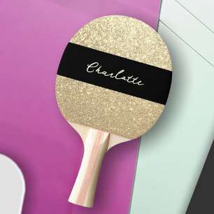 Luxus Sparkle Gold Glitzer Name Tischtennis Schläger