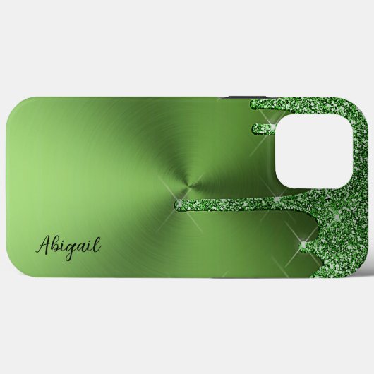 Luxus Sparkle Green Dripping Glitzer Personalisier Case-Mate iPhone Hülle (Rückseite (Horizontal))