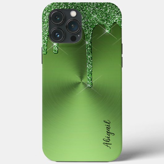 Luxus Sparkle Green Dripping Glitzer Personalisier Case-Mate iPhone Hülle (Rückseite)
