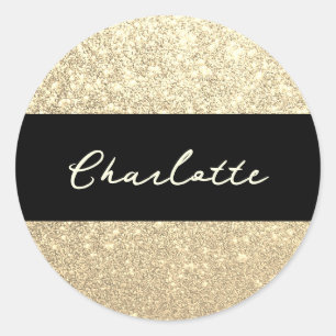 Luxus Sparkle Name Gold Glitzer Runder Aufkleber