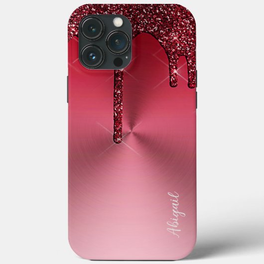 Luxus Sparkle Red Dripping Glitzer Personalisiert, Case-Mate iPhone Hülle (Rückseite)