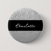 Luxus Sparkle Silver Glitzer Name Button (Vorderseite)