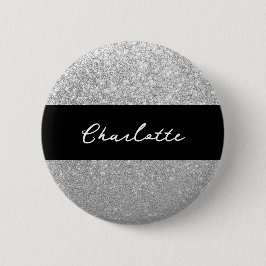 Luxus Sparkle Silver Glitzer Name Button
