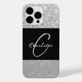 Luxus Sparkle Silver Glitzer Name iPhone Hülle (Rückseite)