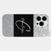 Luxus Sparkle Silver Glitzer Name iPhone Hülle (Rückseite (Horizontal))