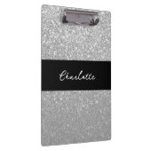 Luxus Sparkle Silver Glitzer Name Klemmbrett (Rechts)