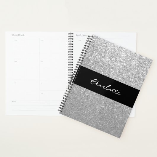 Luxus Sparkle Silver Glitzer Name Planer (Anzeige)