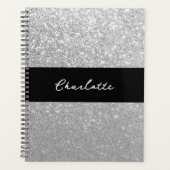 Luxus Sparkle Silver Glitzer Name Planer (Vorderseite)