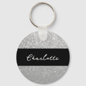 Luxus Sparkle Silver Glitzer Name Schlüsselanhänger (Rückseite)