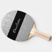 Luxus Sparkle Silver Glitzer Name Tischtennis Schläger (Seitenansicht)