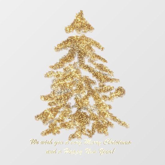Luxus Sparkling Gold Aquarellfarben Weihnachtsbaum Fensteraufkleber (Blatt)