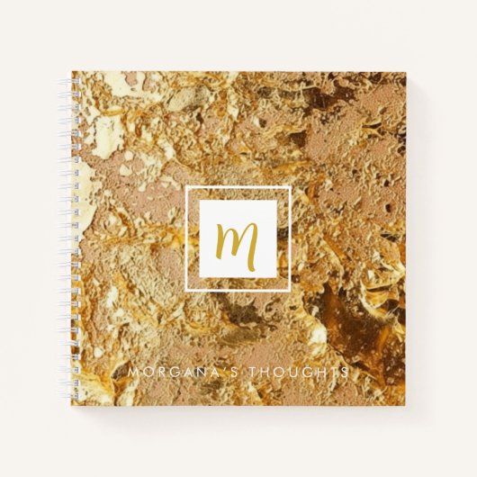 Luxus Sparkling Gold Gllittery Monogram Square Notizblock (Vorderseite)