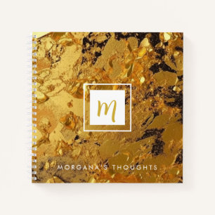 Luxus Sparkling Gold Monogram Square Notizblock