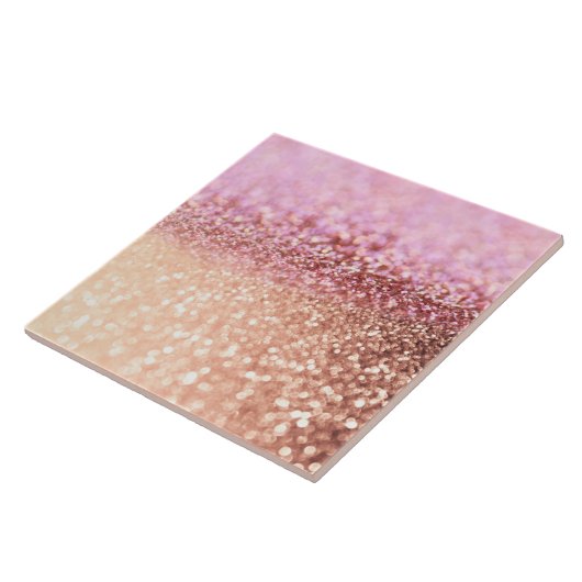 Luxus Sparkling Pink Ombre Glitzer Gradient Fliese (Seite)