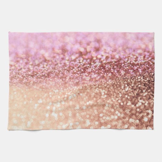 Luxus Sparkling Pink Ombre Glitzer Gradient Handtuch (Horizontal)