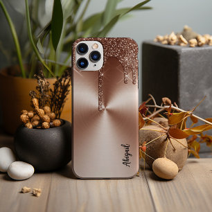 Luxus-Sparkling-Roségold-tropfender-Glitter-Person iPhone 13 Pro Max Hülle