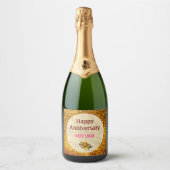 Luxus Sparkling Wine Gold Glitzer Marble Customiz Schaumweinetikett (Vorderseite)