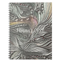 Luxus-Spiralnotizbuch mit silbermetallic Blättern Notizblock