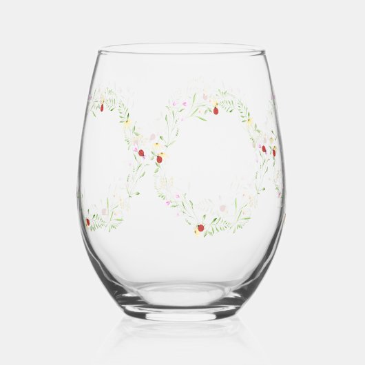 Luxus Spring Wildblume ladybug Garden Pattern Weinglas Ohne Stiel (Vorderseite)