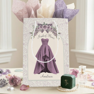 Luxus-Staub-Mauve-Brautjungfer-Personalisiert Mittlere Geschenktüte