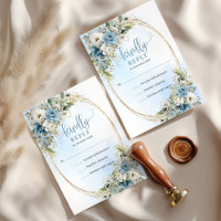 Luxus-Staubblau-Blumen-Gold-Hochzeits-RSVP-Karte