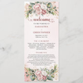 Luxus-Staubrosa-Blumen-Hochzeitsprogramm Programm (Vorderseite)