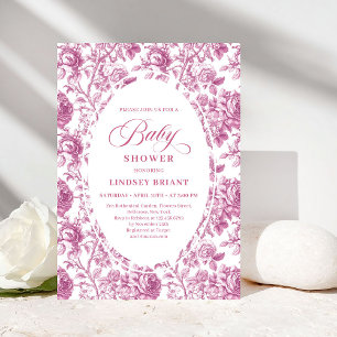 Luxus-Staubrose-Blumen-Toile-Babyshower-Einladung Einladung