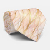 Luxus Stein Krawatte | Roségold Rosa & Gold Marmor (Gerollt)