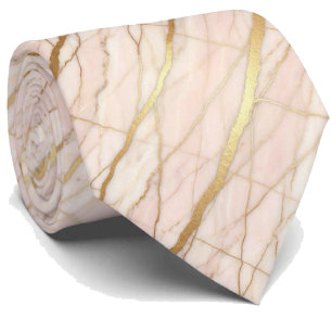 Luxus Stein Krawatte   Roségold Rosa & Gold Marmor