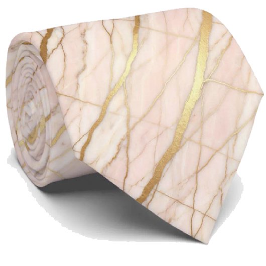 Luxus Stein Krawatte | Roségold Rosa & Gold Marmor