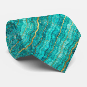 Luxus Stein Krawatte Türkis, Teal & Gold Marmor