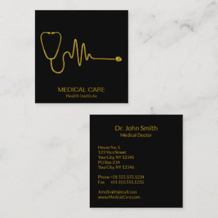 Luxus-Stethoskop EKG-Welle EKG-Linie Gold Medizin Quadratische Visitenkarte