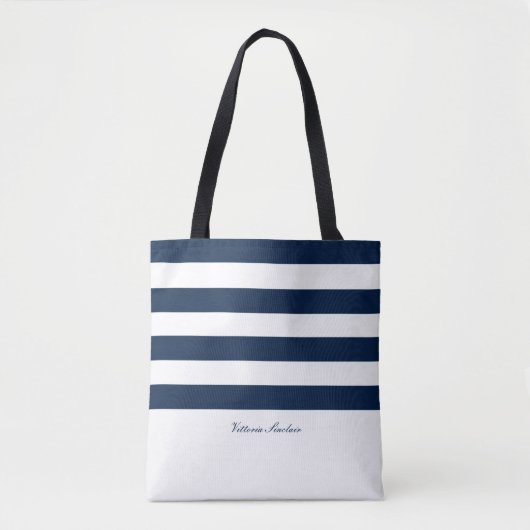 Luxus Streifen Marine minimalistisch personalisier Tasche (Vorderseite)