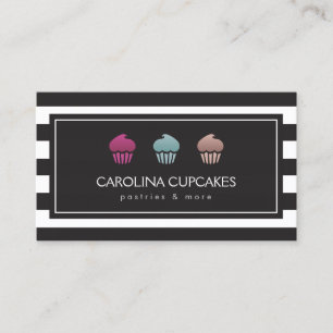 Luxus Striped Cupcake Trio Bäckerei Business Card Visitenkarte