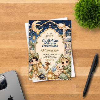 Luxus Süße Chibi Kinder Eid Al Adha Mubarak Acryleinladungen