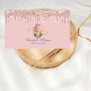 Luxus-Süßigkeiten Florale Cupcake Rose Gold Tropfe Visitenkarte